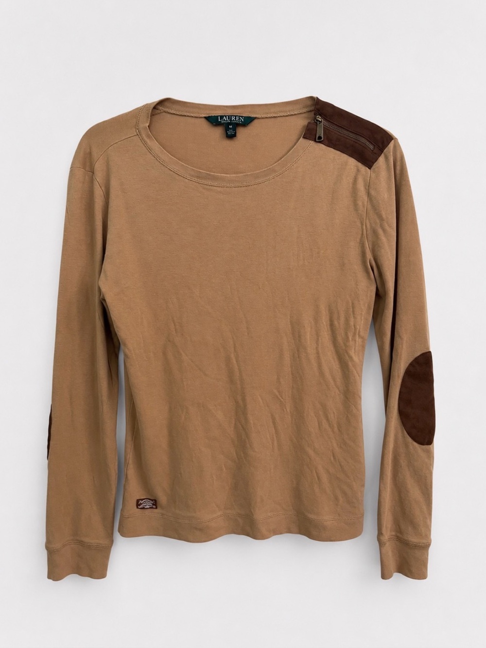 Lauren Ralph Lauren Tan Long Sleeve Elbow Patches Size Medium